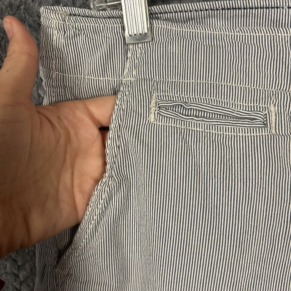 American Eagle Shorts‎ Mens 34 Blue White Pinstripe Classic 100% Cotton Casual